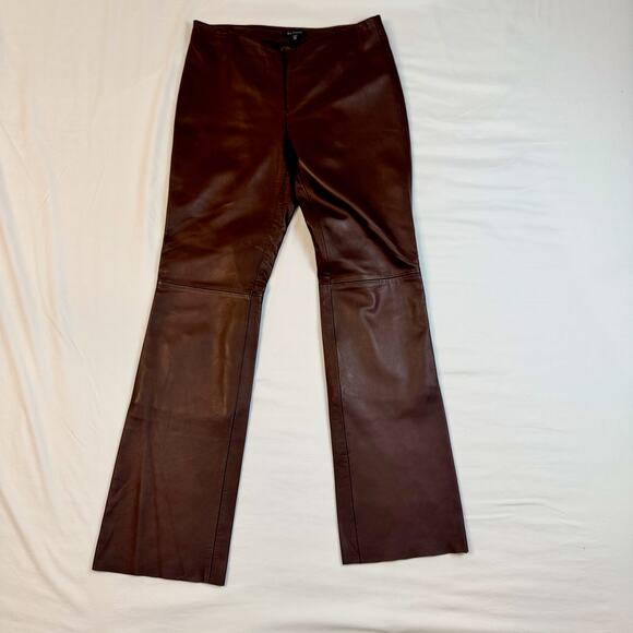 For Joseph Women’s Brown Leather Pants Size 28 High Rise Straight Leg Vtg - Picture 5 of 16